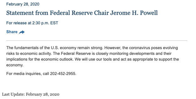 Federal Reserve Chairman Statement Image