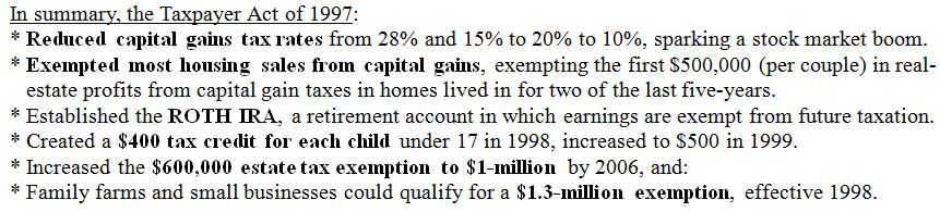 Taxpayer Act 1997 Table 1